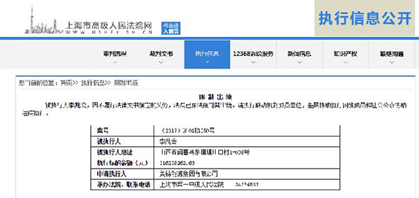 上海高級(jí)人民法院網(wǎng)截圖